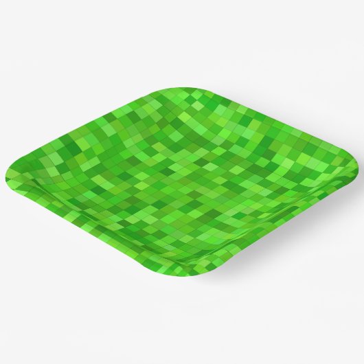 Groene pixels papieren bordje (Gebogen)