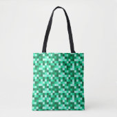 Groene Pixels Schoudertas, Minecraft Geïnspireerde Tote Bag (Voorkant)