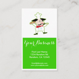Groene pizzachef aanpasbare visitekaartjes