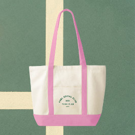 Groene PKBL Social Club Crest Pickleball Roze Trim Tote Bag
