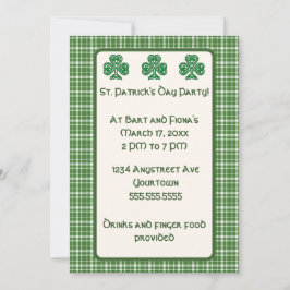 Groene plaid en groene Shamrocks St. Patrick's Day Kaart
