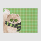 Groene Plaid en Kerst Pommerse Hond Tissuepapier (Voorkant)