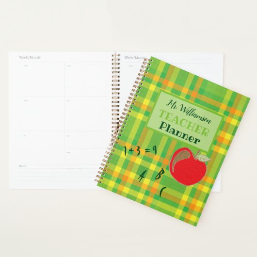 Groene plaid gepersonaliseerde leraar planner (Display)