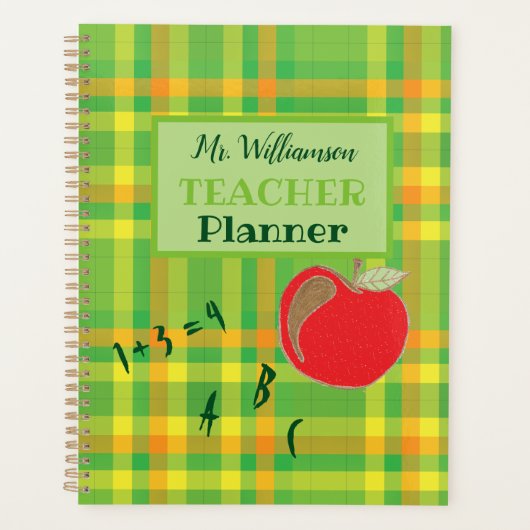Groene plaid gepersonaliseerde leraar planner (Voorkant)