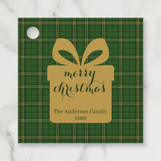 Groene plaid kerst feestelijke patroon - bedankjes labels (Voorkant)