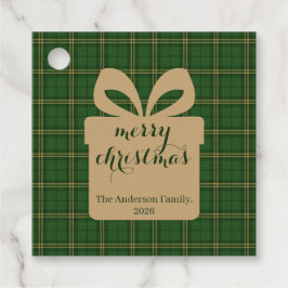 Groene plaid kerstelijke patroon - bedankjes labels