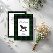 Groene plaid rocking horse classic baby shower bedankkaart