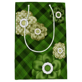 GROENE PLAIDEPATROON MET GROENE STROMEN MEDIUM CADEAUZAKJE