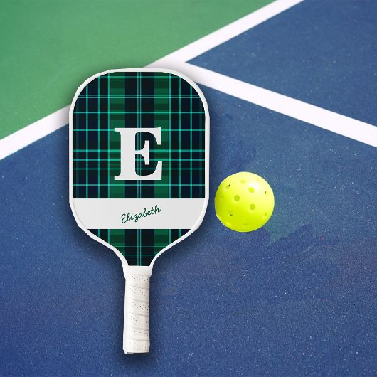 Groene Plaids Leuk Sportief Aangepast Monogram & N Pickleball Paddle
