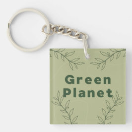 Groene planeet sleutelhanger