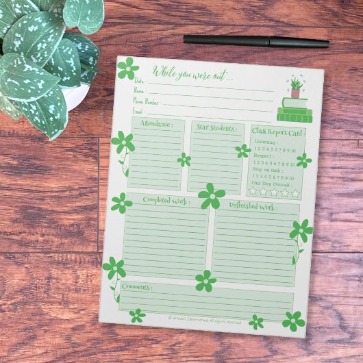Groene Plant en Boeken Vervangingsrapport Notitieb Notitieblok