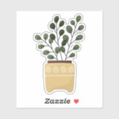 Groene plant in pot doorzichtige sticker (Vel)