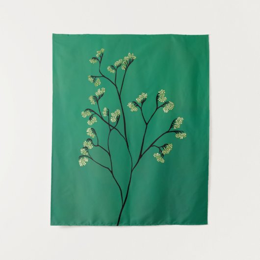 Groene Plant minimalistische botanische kunst Wandkleed (Voorkant)