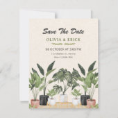 Groene planten bruiloft save the date (Voorkant)