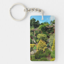 Groene planten in de tuin sleutelhanger