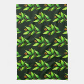 Groene Planten met Waterverf van bessen Theedoek (Verticaal)