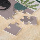 Groene planten, monstera en zwarte kunstpuzzel legpuzzel (Zijkant)