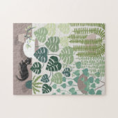 Groene planten, monstera en zwarte kunstpuzzel legpuzzel (Horizontaal)