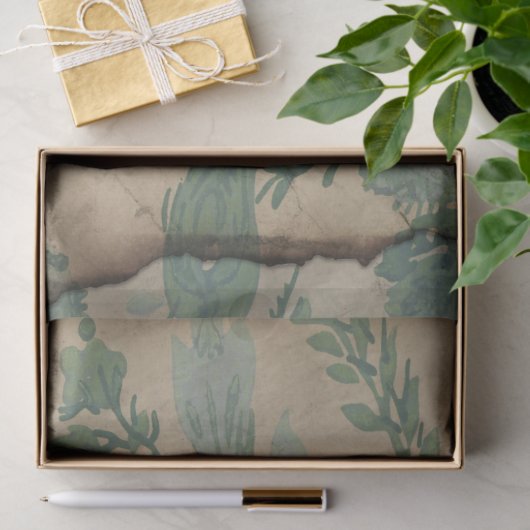 groene Planten over bruine ontkoppeling Tissuepapier (Geschenk)