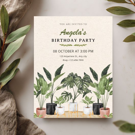 Groene planten verjaardag kaart