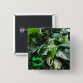 Groene planten vierkante button 5,1 cm (Voorkant /achterkant)