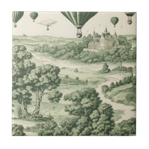 Groene platteland Heet Luchtballon Toile (11) Tegeltje