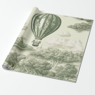 Groene Platteland Heet Luchtballon Toile (1) Cadeaupapier