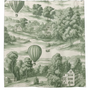 Groene Platteland Heet Luchtballon Toile (6) Douchegordijn