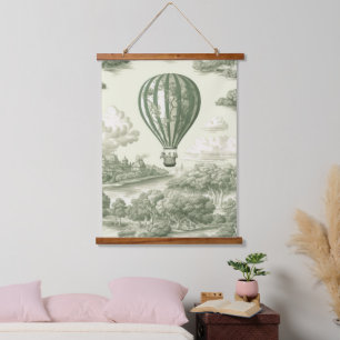 Groene platteland Heet Luchtballon Toile Hangend Wandkleed
