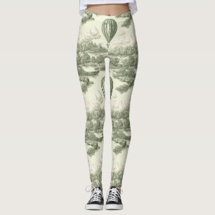 Groene platteland Heet Luchtballon Toile Leggings