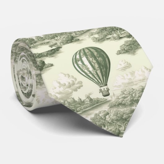 Groene platteland Heet Luchtballon Toile Stropdas (Opgerold)