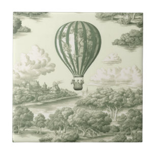 Groene platteland Heet Luchtballon Toile Tegeltje