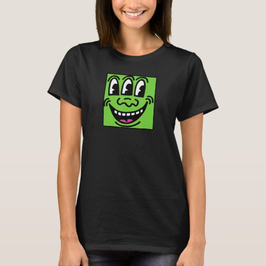 Groene Plein Drie Ogen Gezicht T-shirt (Voorkant)