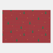 Groene pleinen met kerstbomen op rood inpakpapier vel (Voorkant 3)