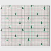 Groene pleinen met kerstbomen op wit cadeaupapier (Vlak)