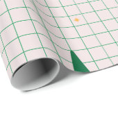 Groene pleinen met kerstbomen op wit cadeaupapier (Rol Hoek)