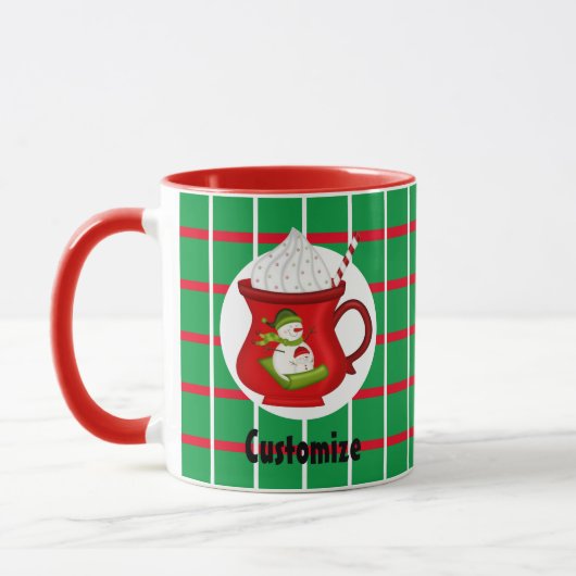 Groene pleinen met rode en witte lijnen Mok (Links)