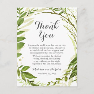 Groene plek instelling Dank u kaart rustiek groen