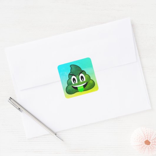 Groene poep Emoji Ombre Stickers (Envelop)