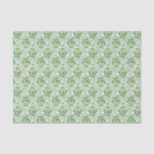 Groene poka Dot Baby Owl Patroon Tissuepapier