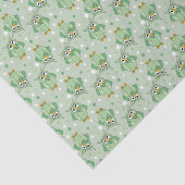 Groene poka Dot Baby Owl Patroon Tissuepapier (Detail)