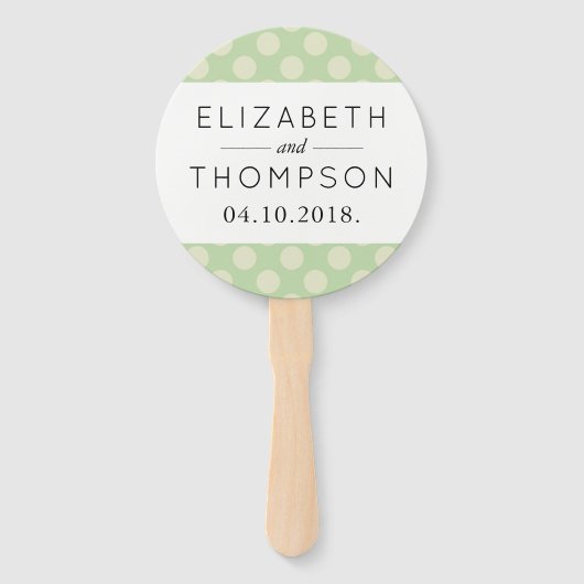 Groene poka Dots, Polka Dot Pattern, Stippen, brui Handwaaier (Achterkant)