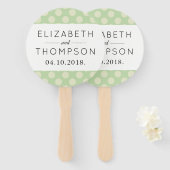 Groene poka Dots, Polka Dot Pattern, Stippen, brui Handwaaier (Voorkant en achterkant)