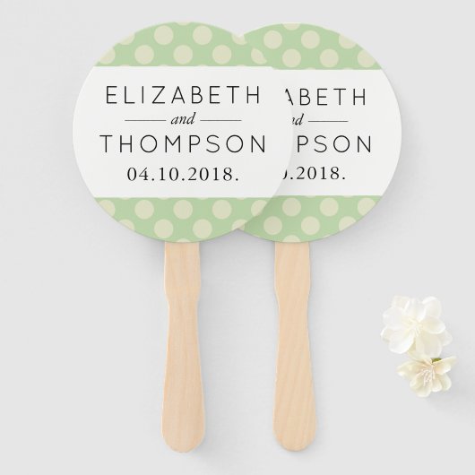 Groene poka Dots, Polka Dot Pattern, Stippen, brui Handwaaier (Voorkant en achterkant)