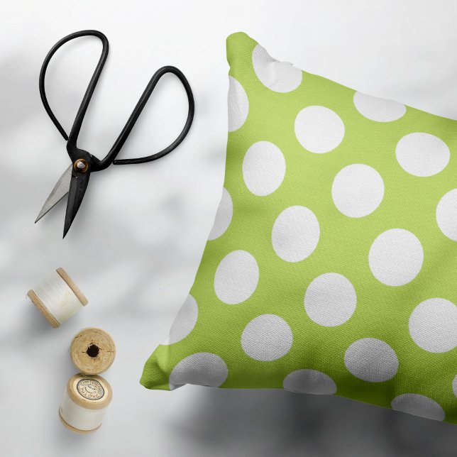 Groene poka Dots, Polka Dot Pattern, Stippen, gedo Accent Kussen (Creator heeft geüpload)