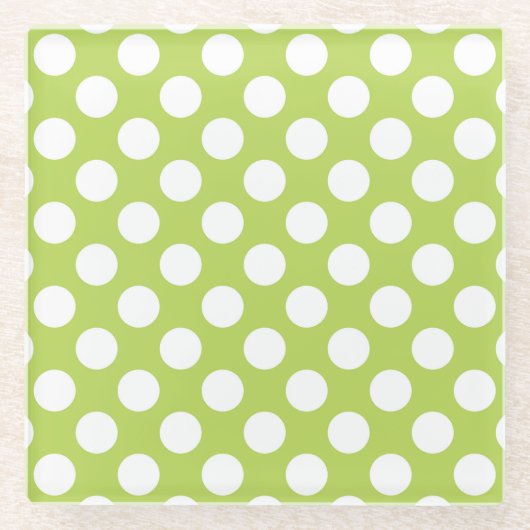 Groene poka Dots, Polka Dot Pattern, Stippen, gedo Glazen Onderzetter (Voorkant)