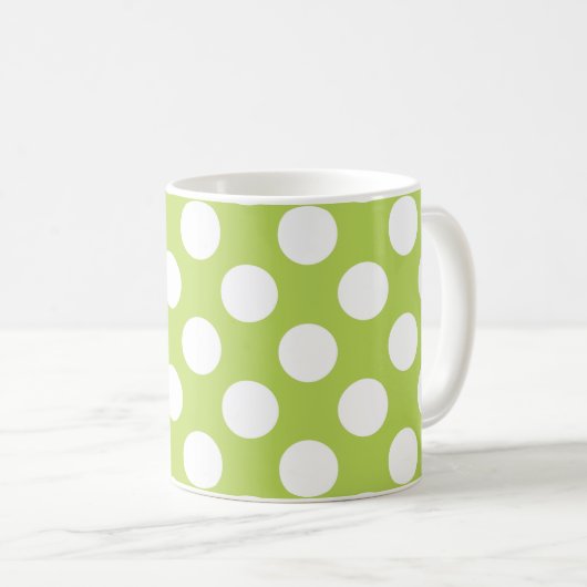 Groene poka Dots, Polka Dot Pattern, Stippen, gedo Koffiemok (Voorkant rechts)