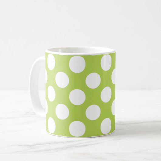 Groene poka Dots, Polka Dot Pattern, Stippen, gedo Koffiemok (Voorkant links)