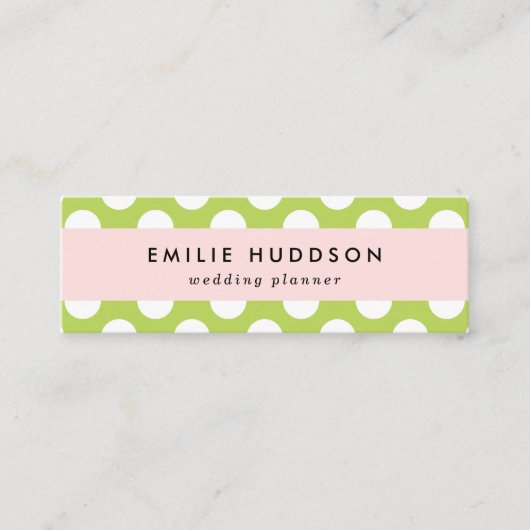 Groene poka Dots, Polka Dot Pattern, Stippen, gedo Mini Visitekaartje (Voorkant)