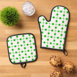 Groene poka Dots, Polka Dot Pattern, Stippen, gedo Ovenwant & Pannenlap Set